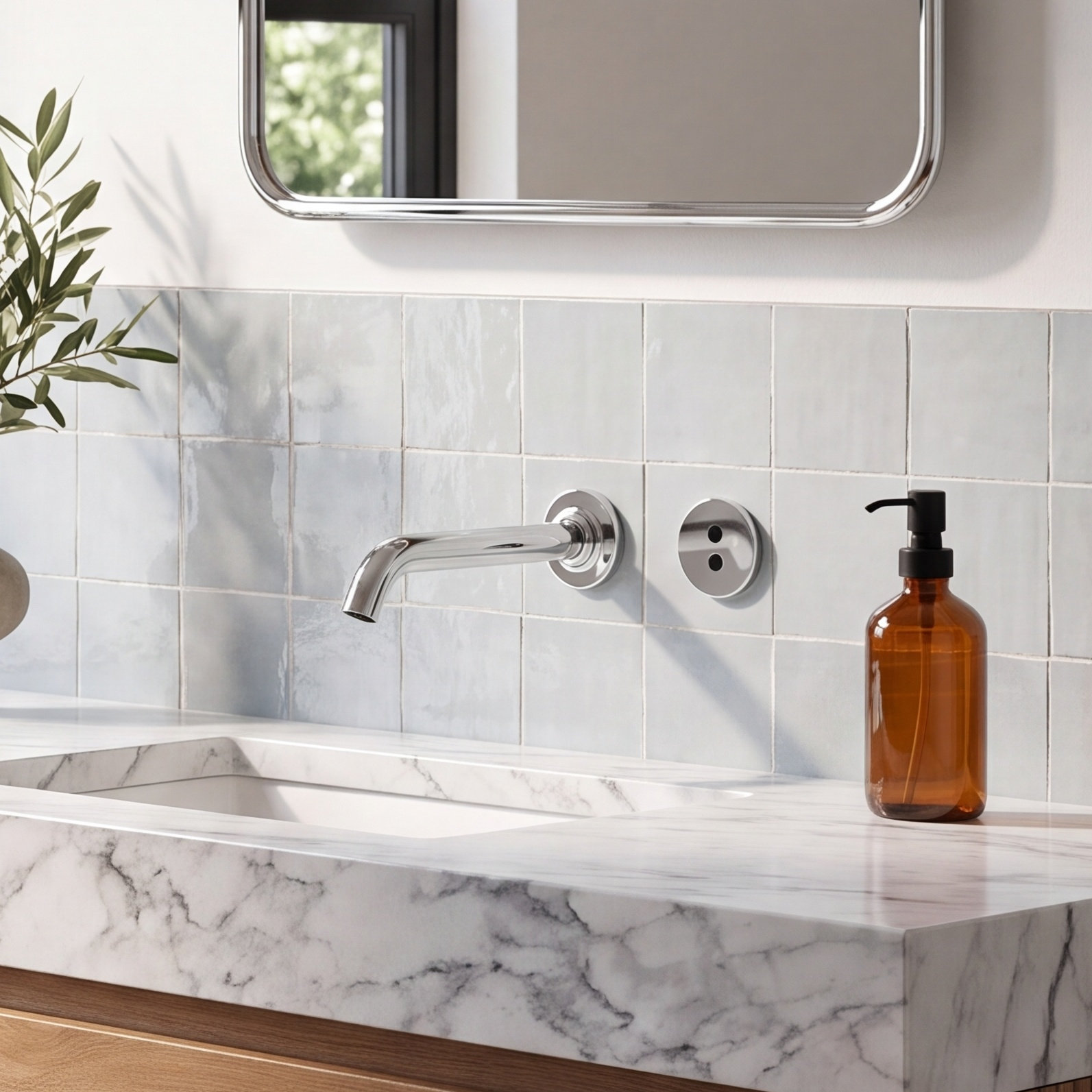 Purist Wall-Mount Commercial Bathroom Faucet, Polished Chrome