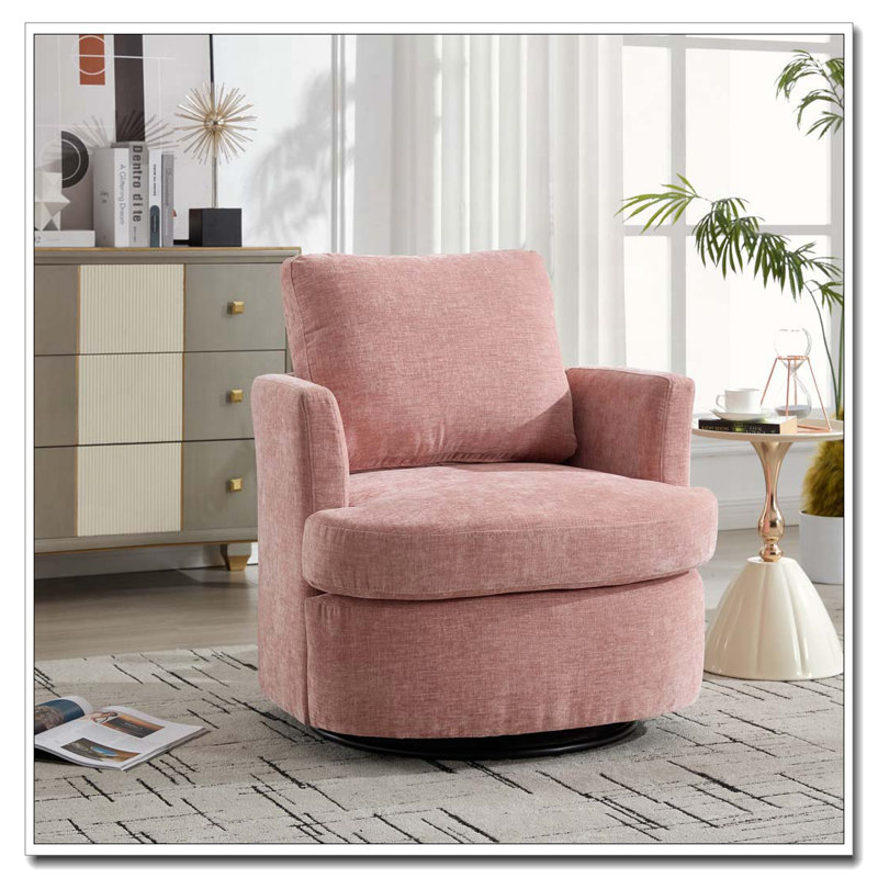 Chaise pivotante en chenille, Rose