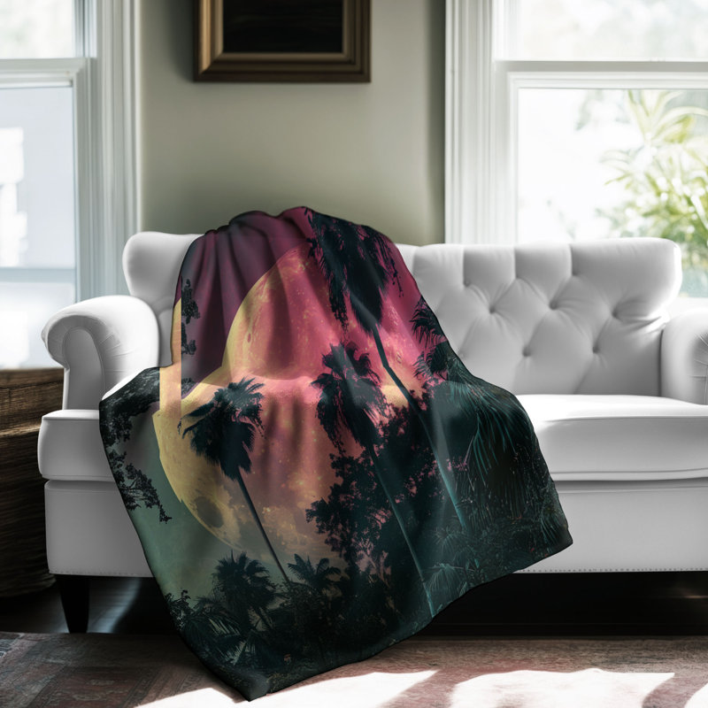 Vintage Palms - 1 pièce Sherpa Premium, Grand lit