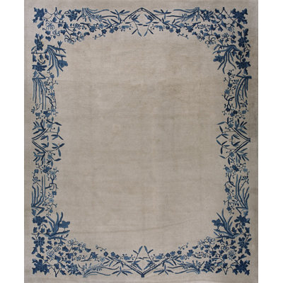 Wool 1920s Rectangle Chinese Room Size Knotted Ivory - Peking Antique Rug