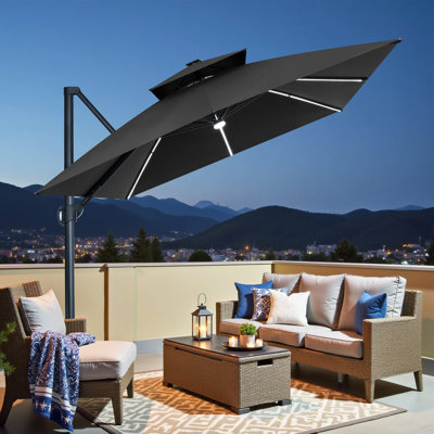 Parasol en porte-à-faux 13 pi 10 pi avec lumières DEL, base lestée non inclus