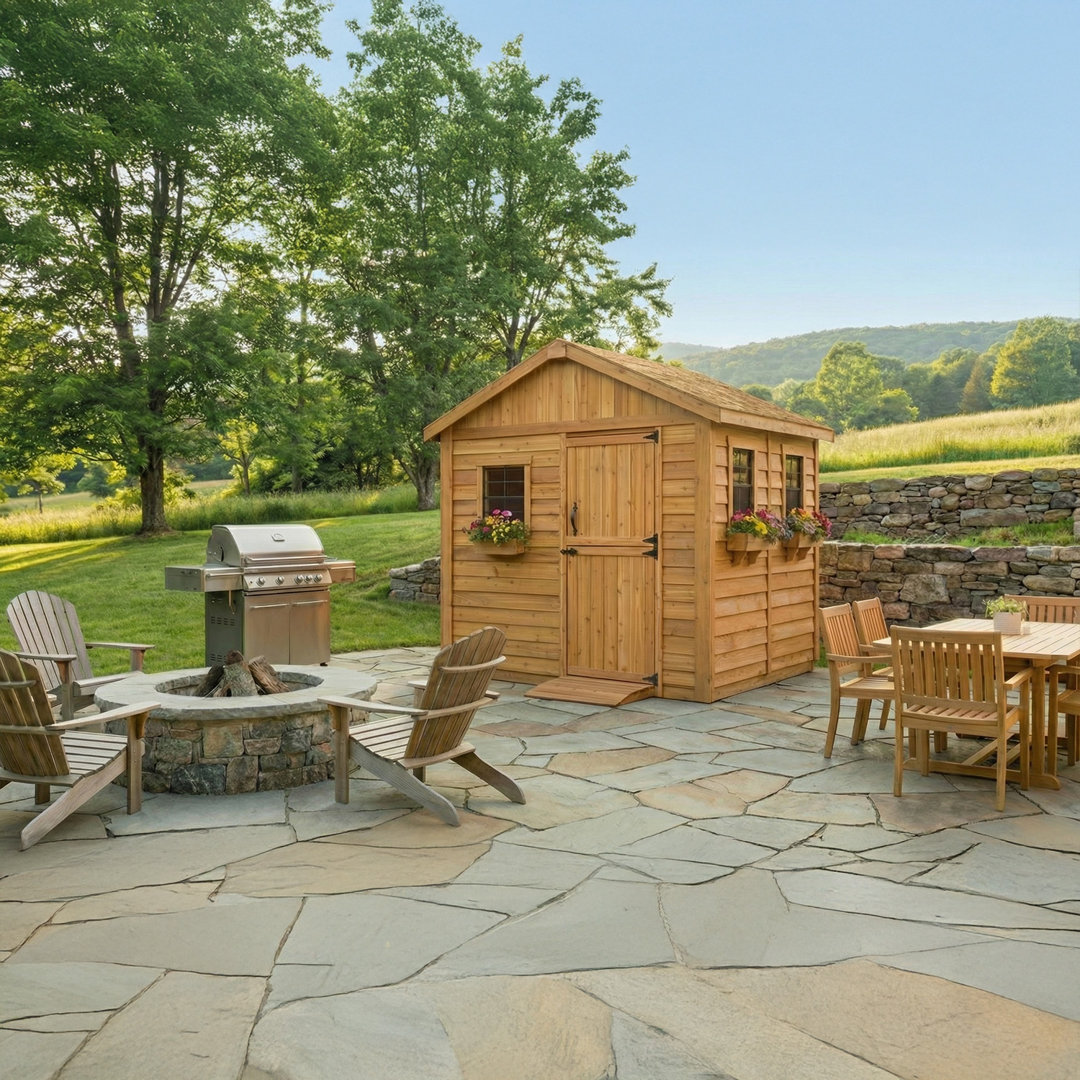 Outdoor Living Today 8x8 Western Red Cedar Gardener Shed with Cedar Roof Outdoor Living Today