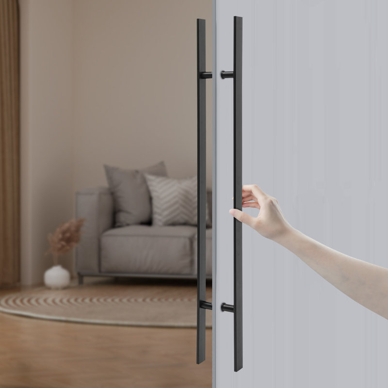 Poignée de porte à double face en acier inoxydable, paire de poignées de porte de grange coulissantes à pousser (47,05 x 1,6 po)