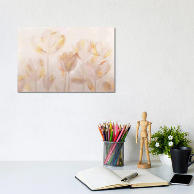 Contemporary Poppies Neutral 1 Piece Wrapped Canvas Wall Art