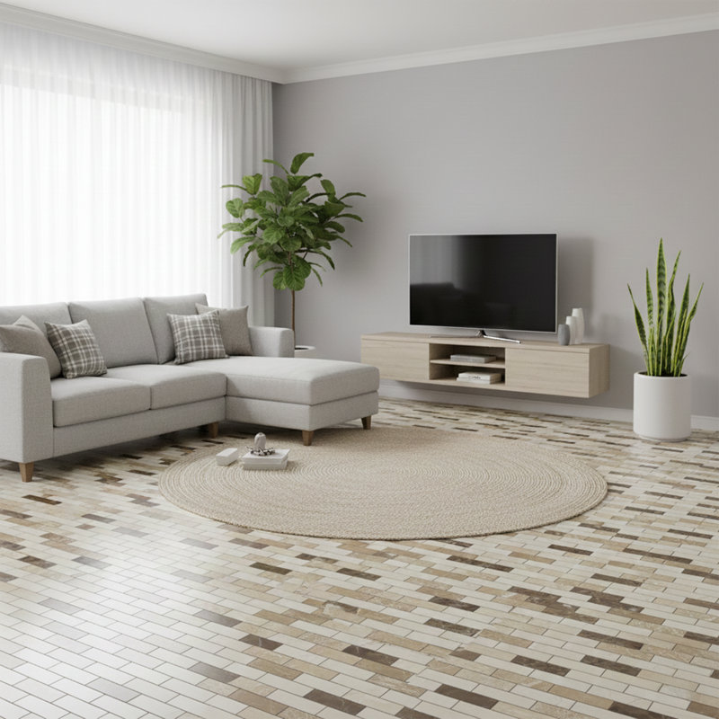 Kingsway 12" x 12" Marble Mosaic Subway Wall & Floor Tile