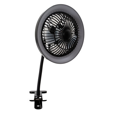 Rechargeable 3 Speed Clip-On Fan With LED Dimmable Ring Light By