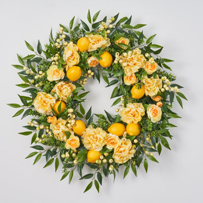 Couronne en soie pivoine et citron