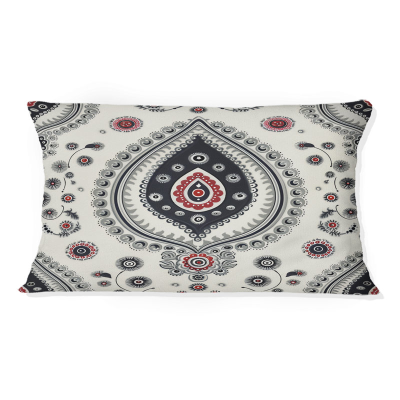 Coussin lombaire rouge rétro Paisley Dreams I