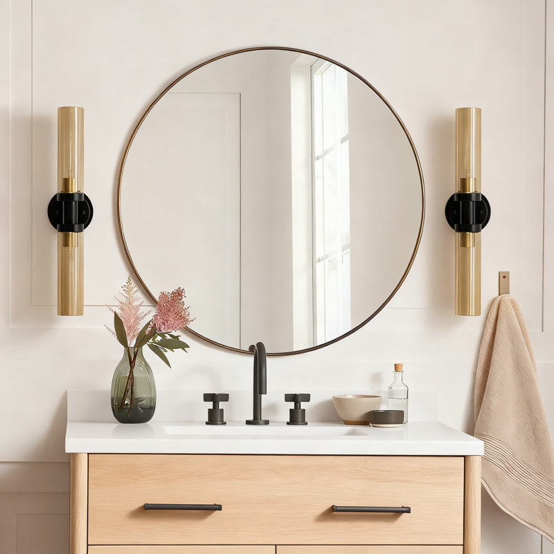 Modern Bathroom Sconces Wall Lighting With Clear Glass Shades, 2-Light Vanity Fixture For Mirror, Living Room, Hallway, E26 Base Compatible