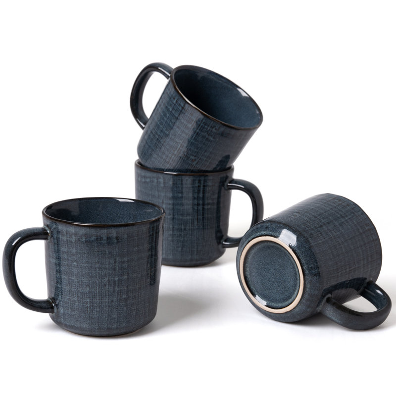  Ensemble de 4 tasses à café en grès, Gris foncé