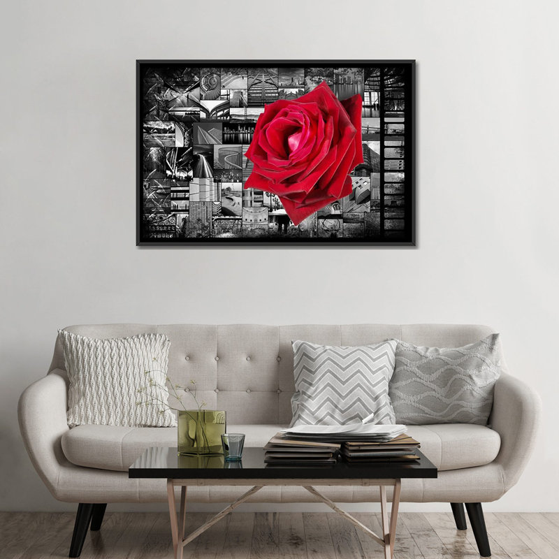 « rose po city », impression sur toile Donovan Kade, H 40 po x l 60 po x p 1,5 po, Toile avec cadre noir, Pas de tapis