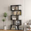 Bibliothèque géométrique à 5 niveaux, ensemble de 2 tablettes en forme de S, 62,6 po de hauteur, diviseur de pièce, présentoir décoratif-1237869782