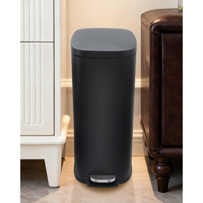 Poubelle compacte en acier inoxydable de 13 gallons (50 L) peu encombrante - couvercle à fermeture en douceur - seau intérieur amovible - poubelle moderne de grande capacité pour la cuisine, la maison, le bureau et la salle de bain