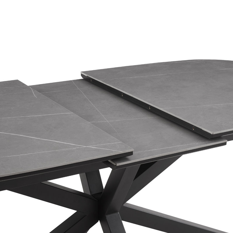Verona Extendable Oval Metal Base Dining Table, Grey