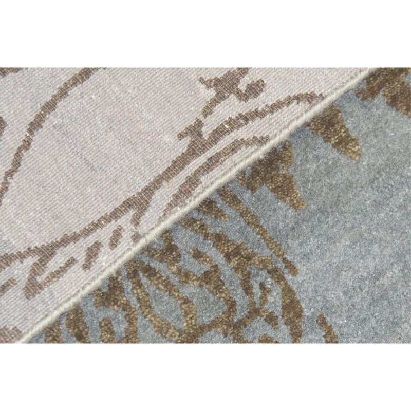 Himalayan Damask Area Rug in Blue/Brown, Rectangle 12'1" x 15'