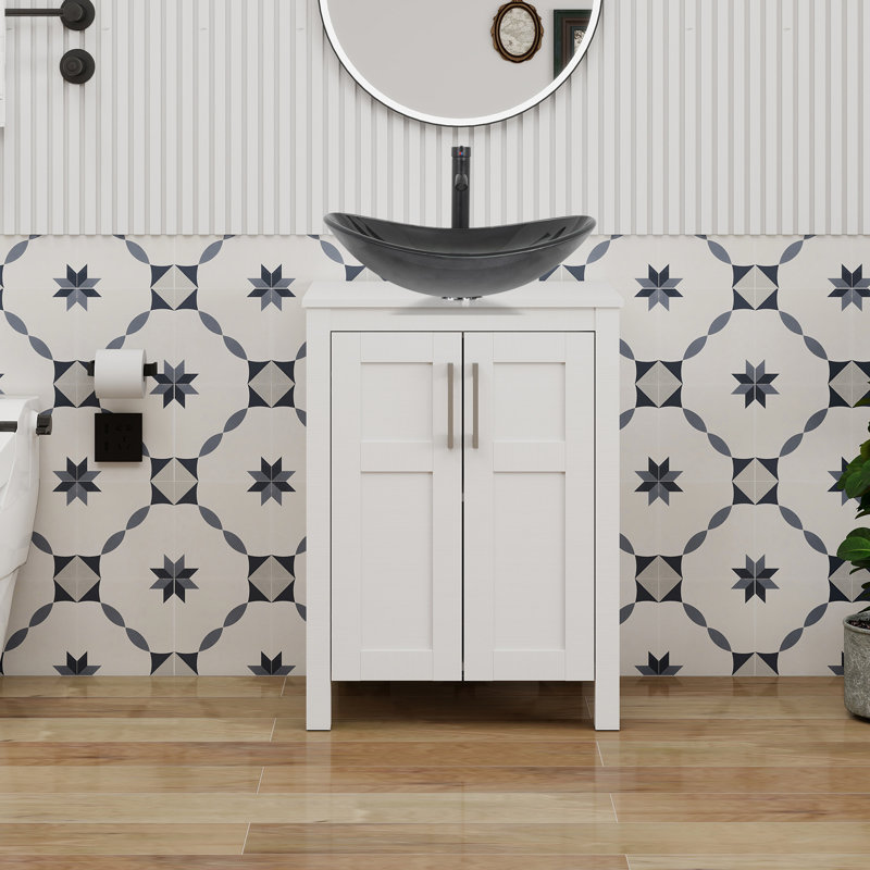 Meuble-lavabo autoportant avec lavabo, Blanc