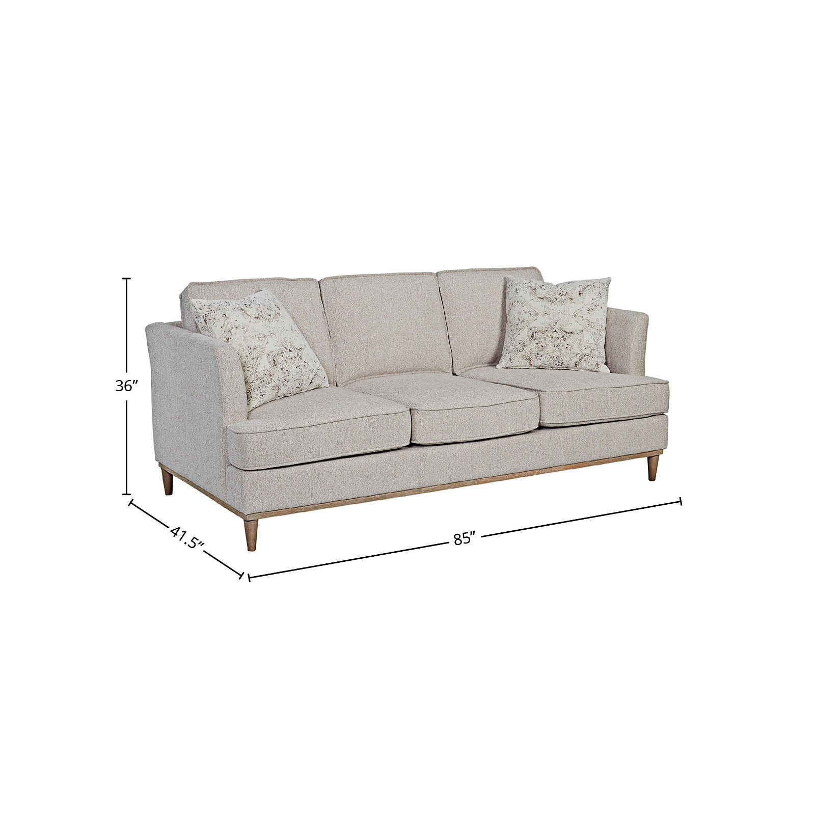 Haley Upholstered Sofa with Pillows, Sand