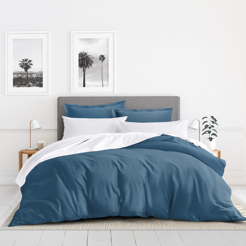 Ensemble de housse de couette 3 pièces Lavanya, Housse de couette pour grand lit et 2 taies décor, Bleu