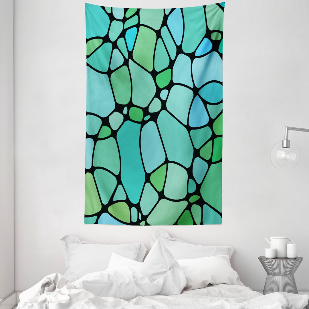 Wandteppich, Mosaic Abstract Composition, Seafoam, Lime Green Seafoam Blau