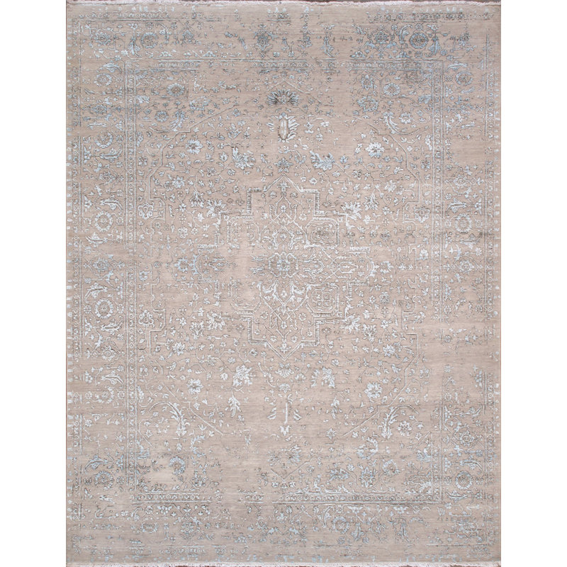 Transitional Silver/Aqua Area Rug