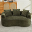 Canapé incurvé en chenille avec 3 coussins, couleur olive, assise profonde idéale pour appartement, mousse à mémoire de forme, sans assemblage, sans animaux, supporte jusqu'à 136 kg, faible capacité de soutien, peu encombrant