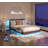 Floating Bed Frame Queen with Led Lights and Charging Station, Wood Queen Size Bed Frame with Storage Headboard, No Box Spring Needed, Easy Assembly-1451156710