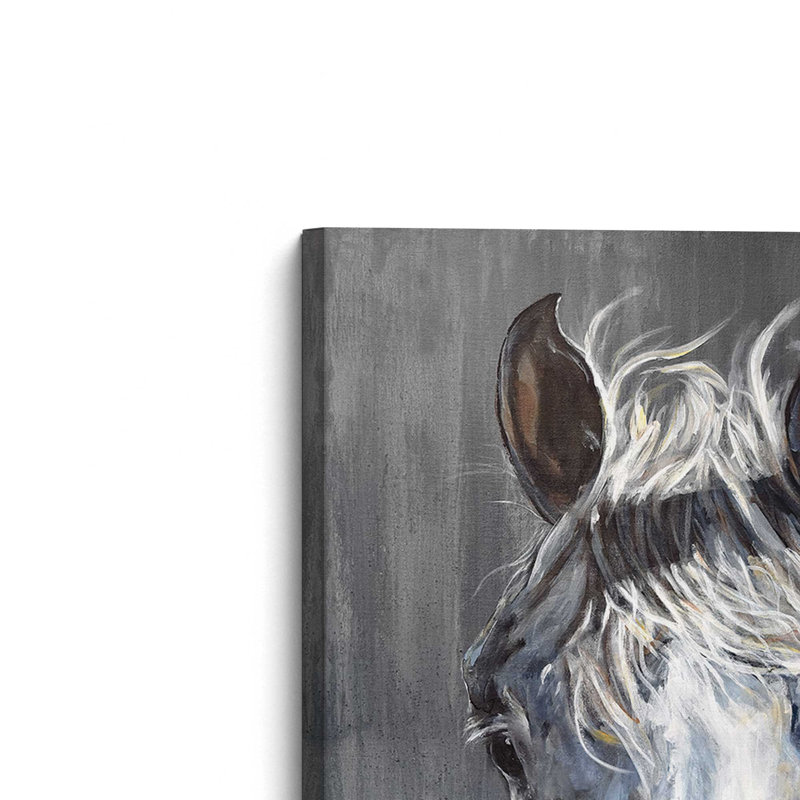 Équitation sur toile grise, Toile tendue, H 18 po x l 12 po x P 1,25 po