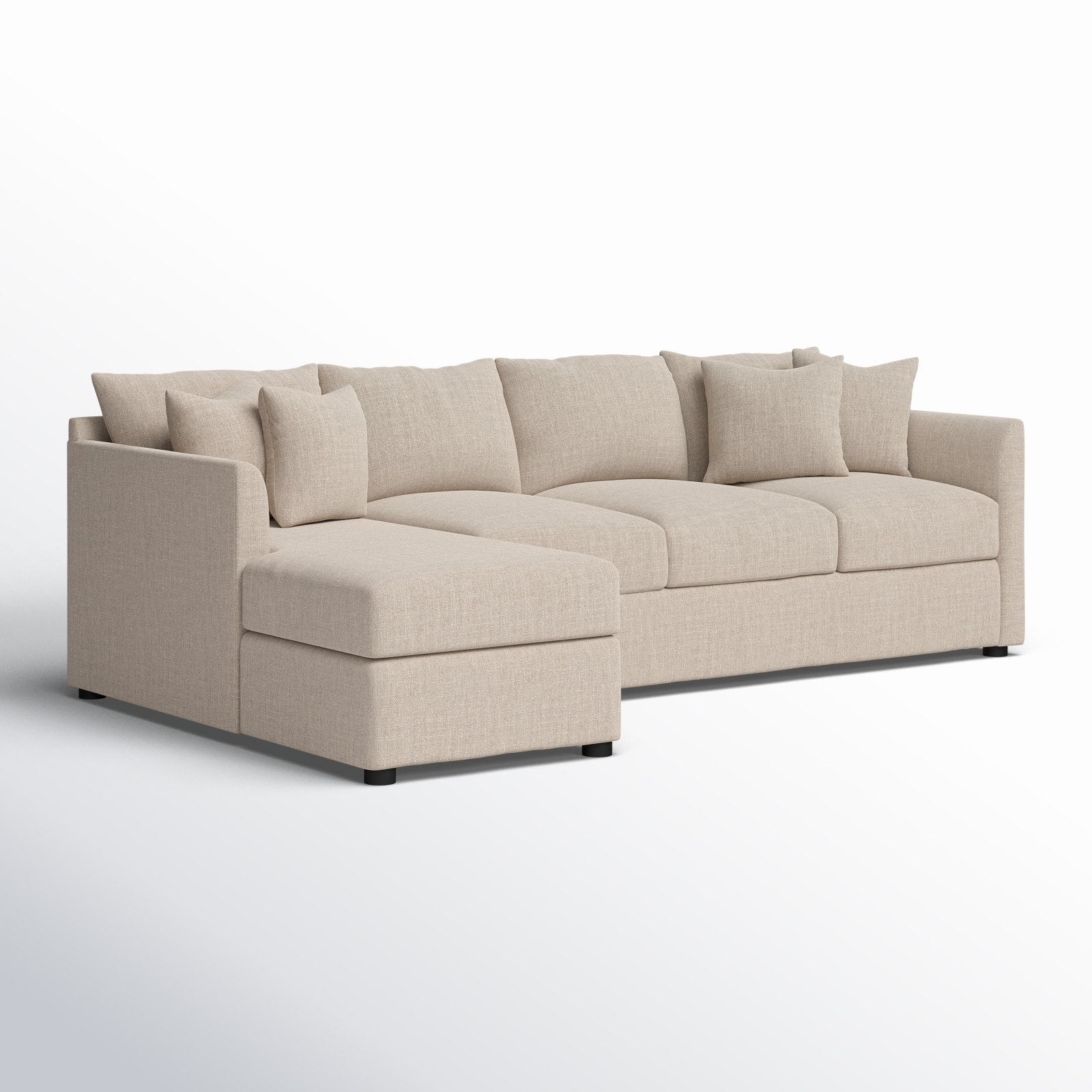 Cecelia Upholstered Chaise Sectional, Conversation Ivory Basketweave, Left Hand Facing