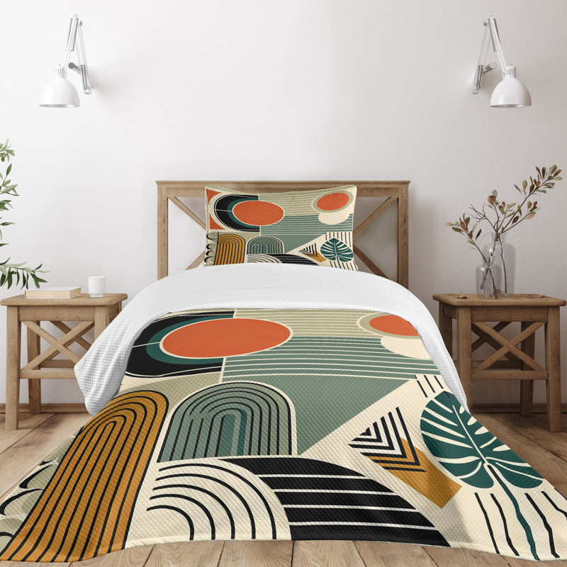 Twin Gray Abstract Polyester Bedspread Set
