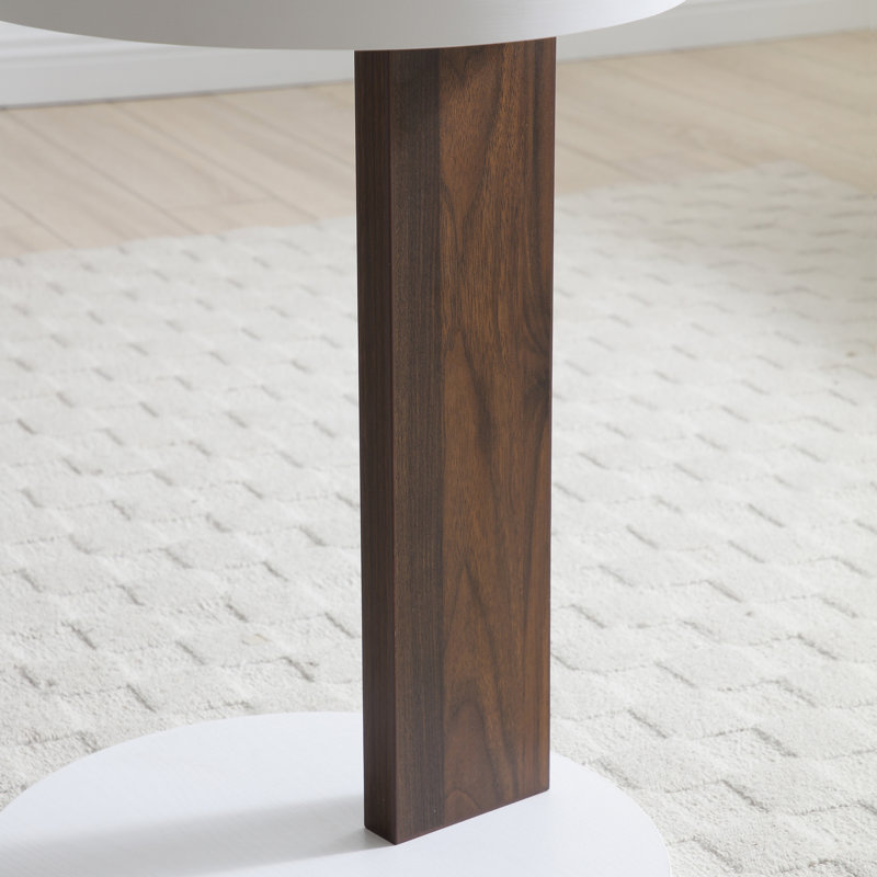 White And Walnut Side Table, Rustic Wood Frame Table For Bedroom, Living Room, Couch Bedside