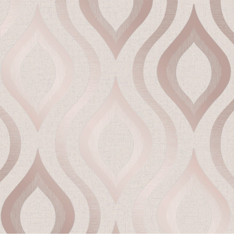Bohannon 10m x 53cm Semi-Gloss Wallpaper Roll, Rose Gold
