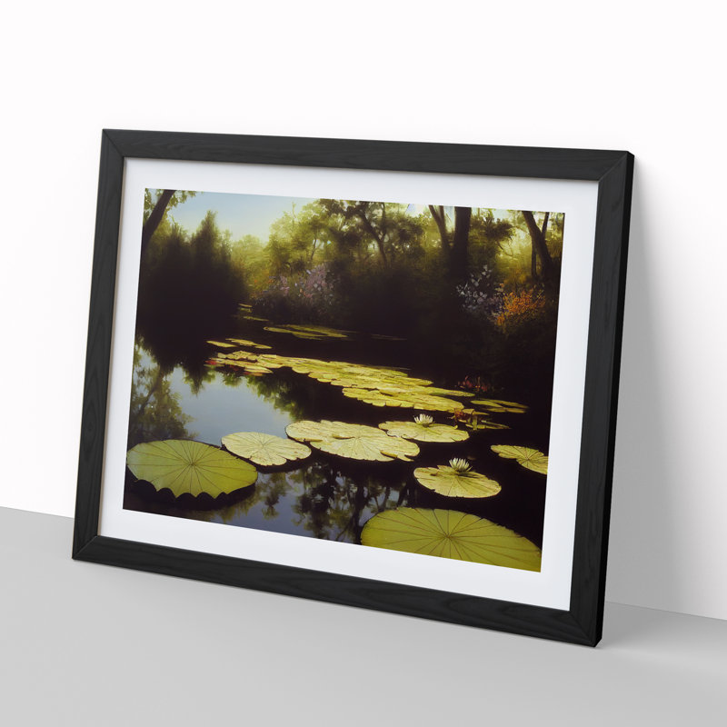 Spectacular Water Lily Pond - Framed Print, Black, 46cm H x 64cm W x 2cm D
