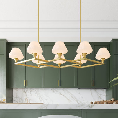 8 - Light Steel & Glass Dimmable Chandelier