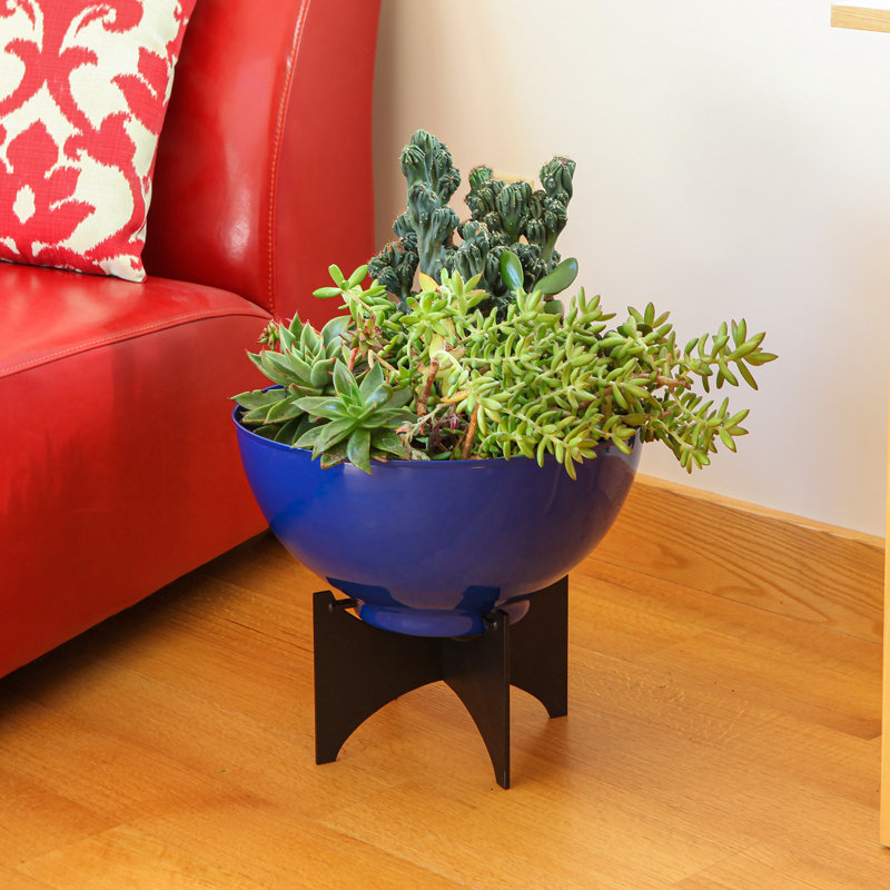 Norma I Metal Pot Planter, 13.75" H x 16" W x 16" D, French Blue