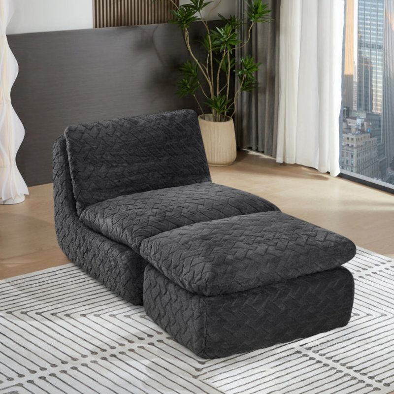 Fauteuil à compression complète avec repose-pieds pivotant Liyasi, Noir