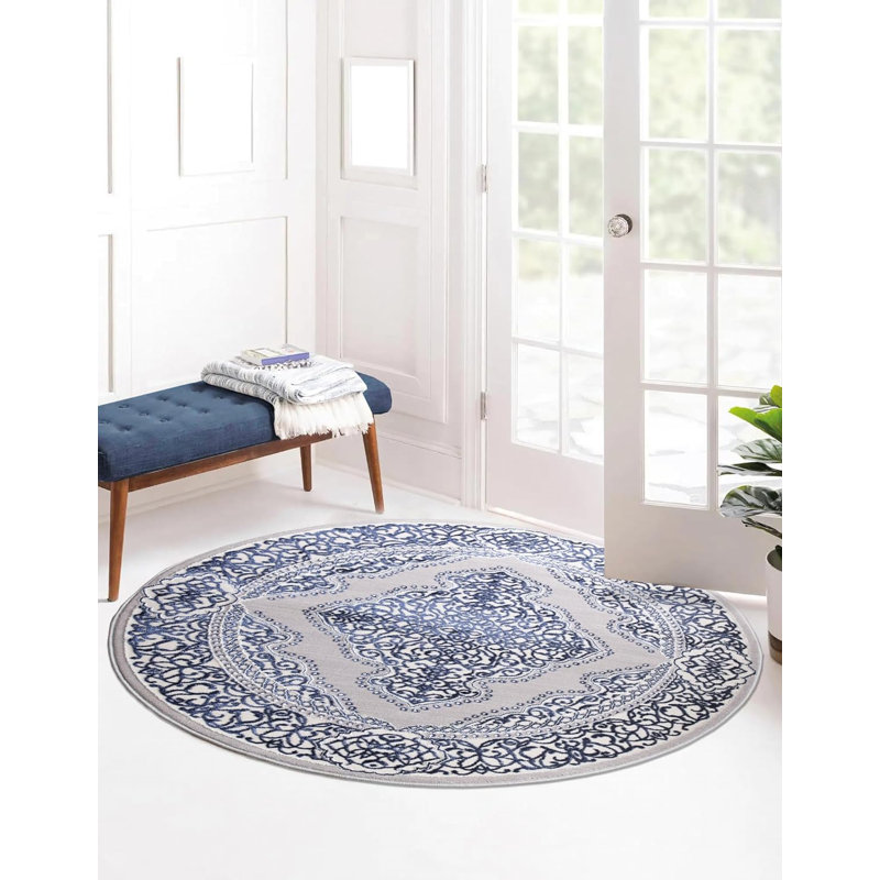 Carenda Floral Area Rug, Round 120cm