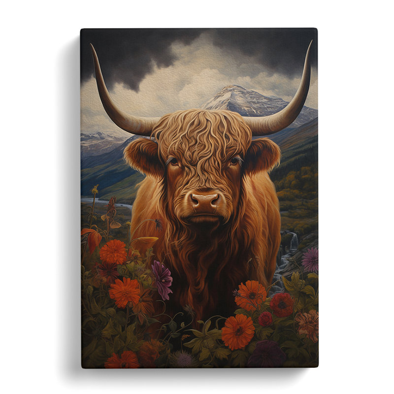 Highland Cow Classicism - Wrapped Canvas, 60cm H x 40cm W x 3cm D