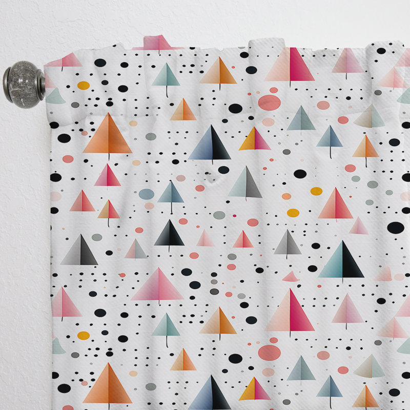 Rideau obscurcissant géométrique abstrait à motif de petits triangles rose clair - 1 panneau, L 52 po x L 95 po