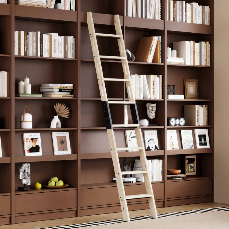 Échelle de bibliothèque en bois massif, 108"