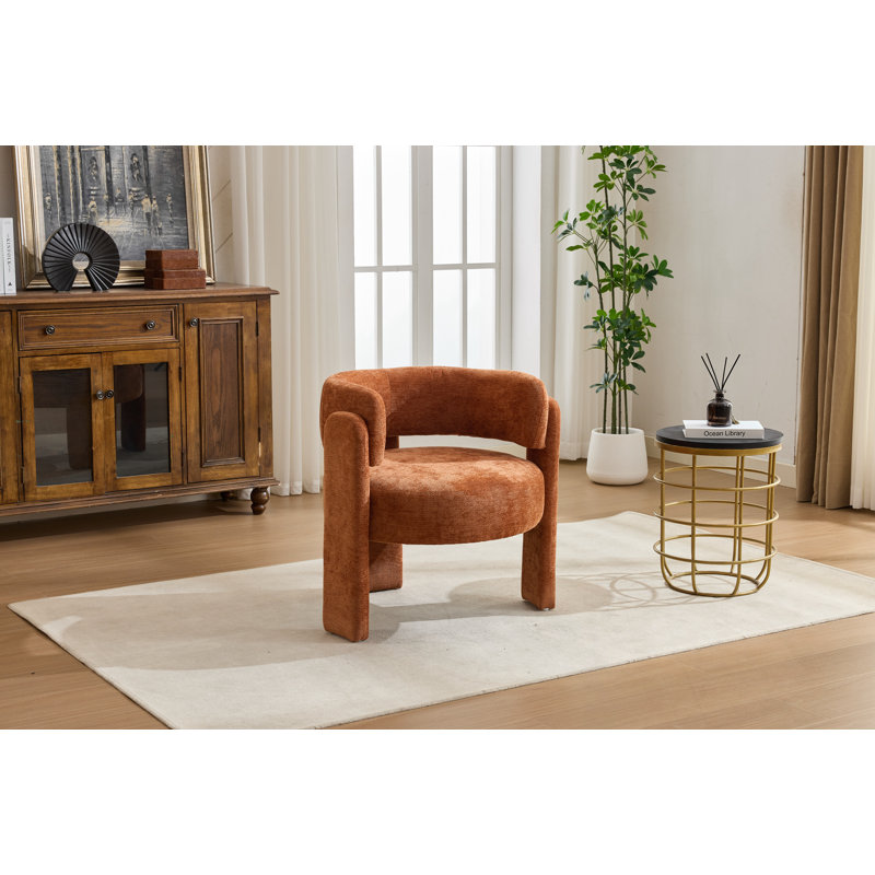 Fauteuil rembourré avec pieds robustes, Orange