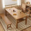 Table de salle à manger moderne simple en bois massif avec double couche