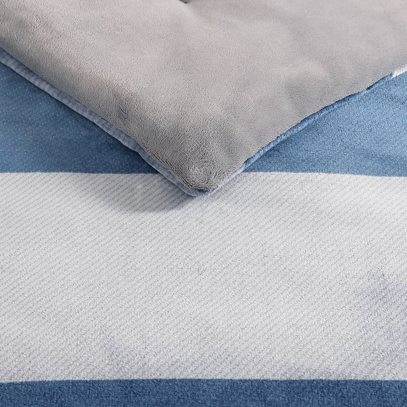 Nautica Linden Fleece Navy Reversible Comforter Set, Twin Comforter + 1 Standard Sham