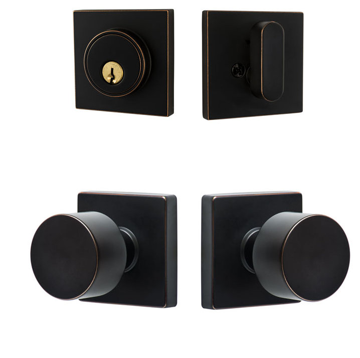 Bergen Square Passage Knobset with Modern Deadbolt