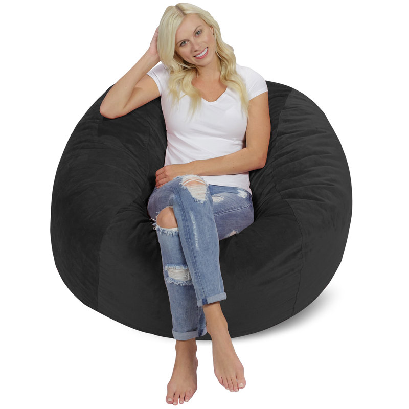 Fauteuil à billes - Fauteuil à billes rond rembourré en mousse à mémoire de forme avec housse amovible et lavable à la machine - Fauteuil à billes avec housse en microfibre douce - Plusieurs tailles et plusieurs tissus lavables à la machine