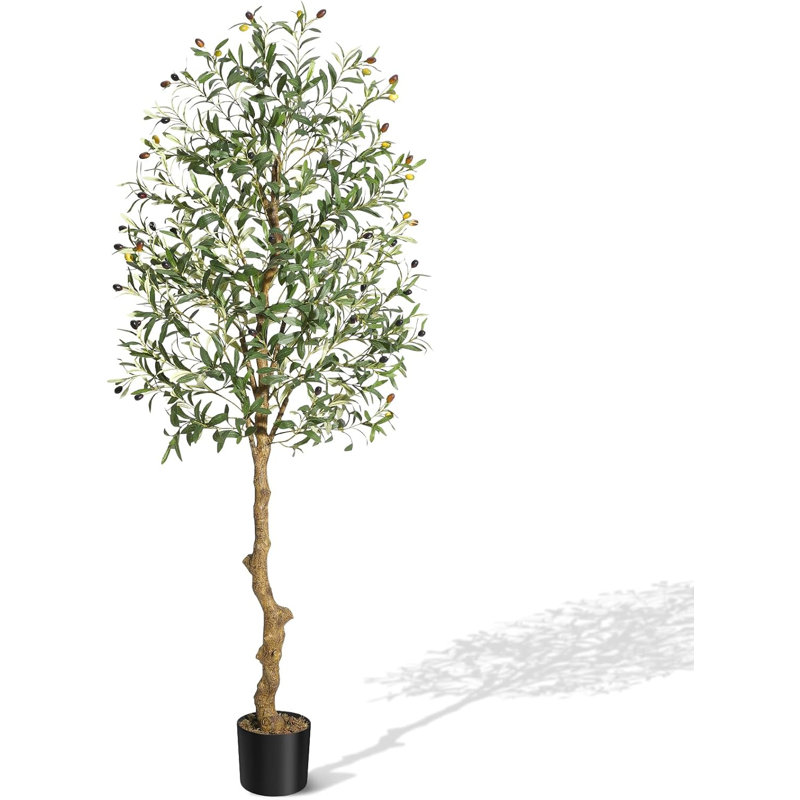 Arbre artificiel en soie d'olivier artificiel avec branches d'olivier naturelles et feuilles réalistes pour le bureau intérieur extérieur