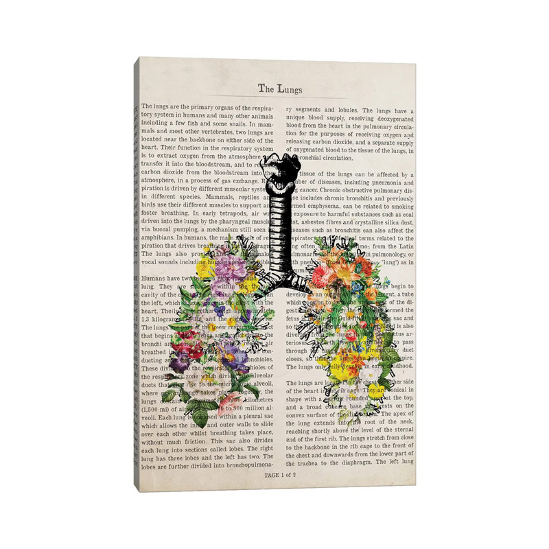 The Lungs With Flowers by Aged Pixel - Wrapped Canvas Print, 101.6 cm H x 66.04 cm W x 1.91 cm D