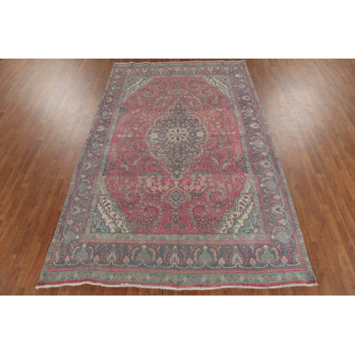 Handmade Pink Traditional Area Rug 7x11