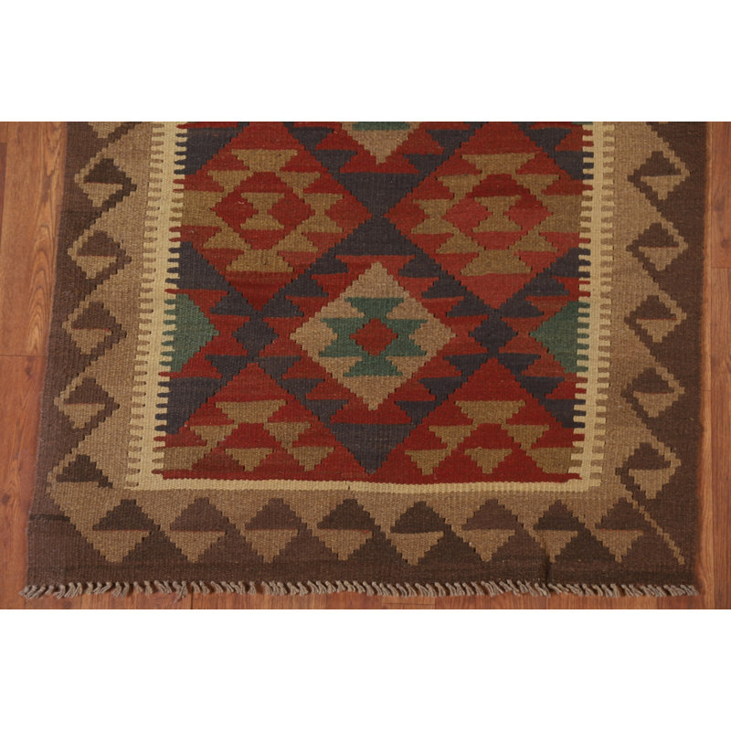 Geometric Kilim Oriental Runner Rug 3x7