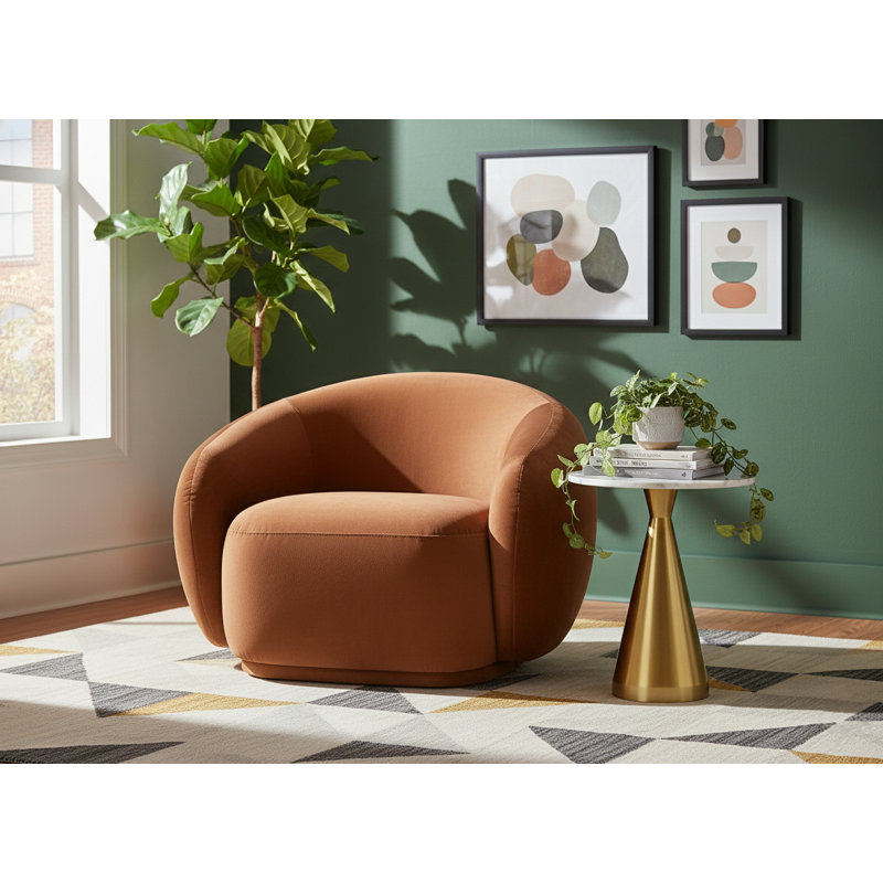 Chaise en velours Emery, Velours cognac