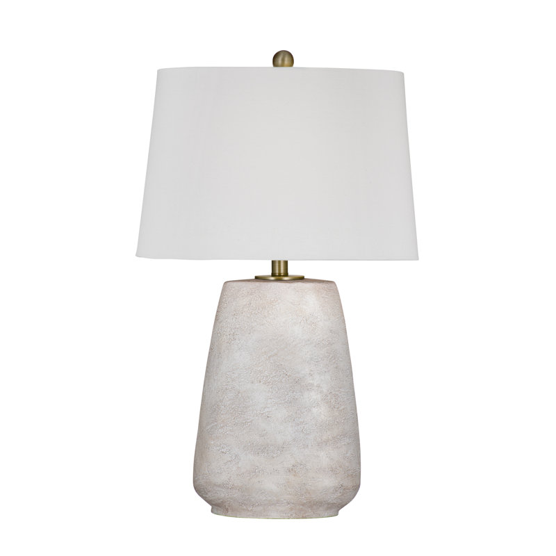 Whitewash Resin Table Lamp with Hardback Linen Shade